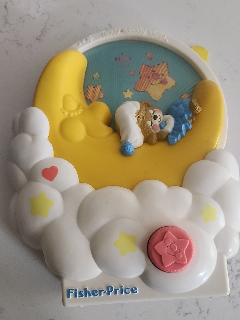 Vintage 1985 Fisher-Price Yellow Moon & White Cloud Musical Sleep Toy - Picture 3 of 6